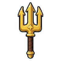 trident weapon gold  pristine gleaming