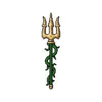 trident weapon gold  seaweed draped