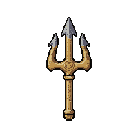 trident weapon gold  water damaged worn