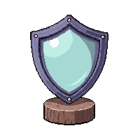 translucent shield bubble  on a small pedestal