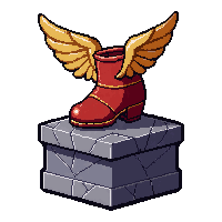 winged boots  on a small pedestal