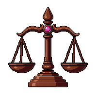 scale of justice  floating with energy