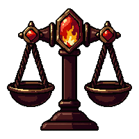 scale of justice  ruby fire burning