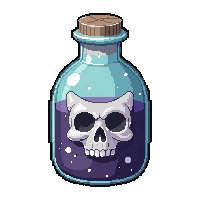 levitation float potion  skull shaped bottle
