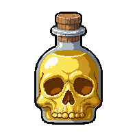liquid gold wealth  skull shaped bottle