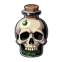 luck fortune potion  skull shaped bottle