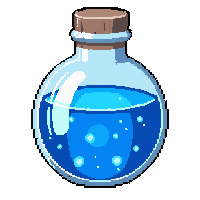mana restore blue  round flask glass