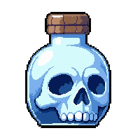 mana restore blue  skull shaped bottle