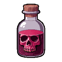 poison cure antidote  skull shaped bottle