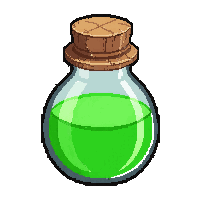 stamina green elixir  round flask glass