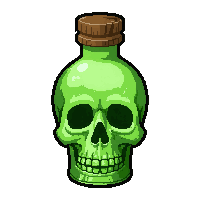 stamina green elixir  skull shaped bottle
