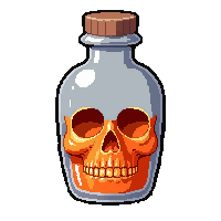 strength buff orange  skull shaped bottle