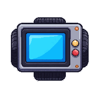 repair drone small  glowing blue interface