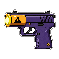 laser pistol beam  yellow hazard marked