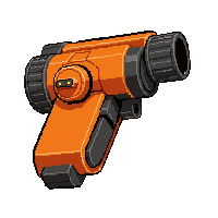 mech arm cannon  orange warning lights