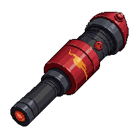 mech arm cannon  pulsing red hot