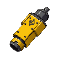 mech arm cannon  yellow hazard marked