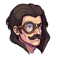 monocle magnifying  inventor spark burned