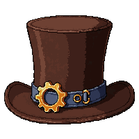 top hat with gears  chocolate brown suede