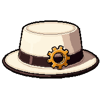 top hat with gears  cream white linen