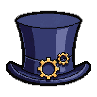 top hat with gears  deep navy blue