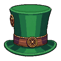 top hat with gears  emerald green velvet