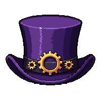 top hat with gears  royal purple satin