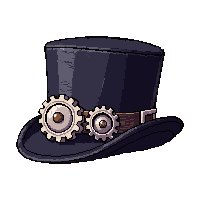 top hat with gears  silver buckle clasp