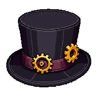 top hat with gears  worn and patched