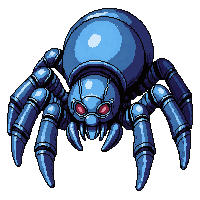 mechanical spider bot  glowing aether blue