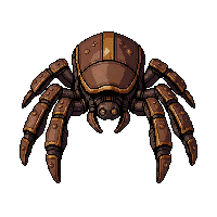 mechanical spider bot  leather and wood