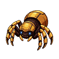 mechanical spider bot  polished brass gold