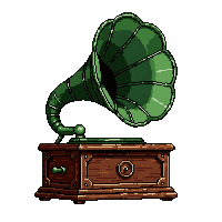 phonograph music box  copper patina green