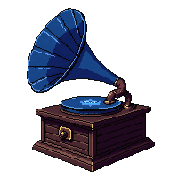 phonograph music box  glowing aether blue