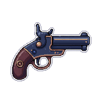 steam pistol flintlock  glowing aether blue