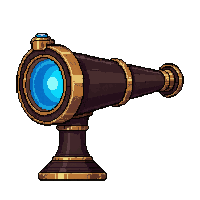 telescope brass  glowing aether blue