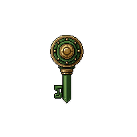 wind up key large  copper patina green