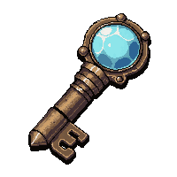 wind up key large  crystal powered gem