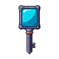 wind up key large  glowing aether blue