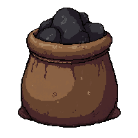 coal charcoal lump  in leather pouch