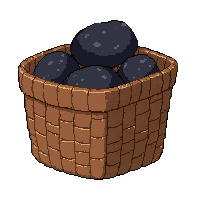 coal charcoal lump  in woven basket