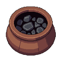 iron ore chunk  in clay pot