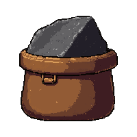 iron ore chunk  in leather pouch