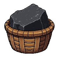 iron ore chunk  in woven basket