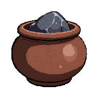 stone rock flint  in clay pot