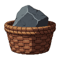 stone rock flint  in woven basket