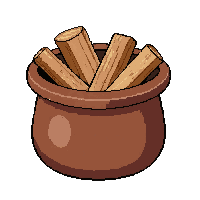 wood log firewood  in clay pot