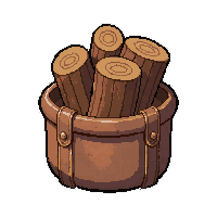wood log firewood  in leather pouch