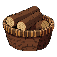 wood log firewood  in woven basket