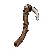 bone fishhook  repaired with twine